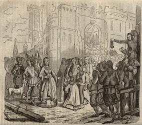 Entrata di Anna di Bretagna (1477-1514) a Morlaix - incisione - 1838