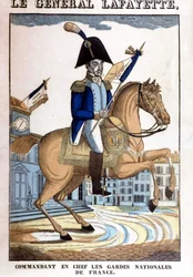 Ritratto equestre del generale La Fayette (Lafayette), comandante in capo della Guardia nazionale francese