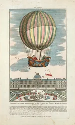 Esperienza del globo aerostatico di MM. Charles e Robert al Giardino delle Tuileries il 1º dicembre 1783, pub. 1783