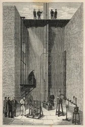 Esperimento di Henri Victor Regnault (1810 - 1878) - Henri-Victor Regnault al Collège de France - Incisione in "Sciences put at the door of everyone - physics and chemistry" di Alexis Clerc. Fine XIX secolo. Collezione privata.