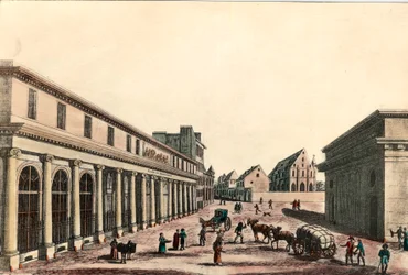Veduta esterna della scuola medica di Parigi sotto il Consolato (1799-1804). Incisione del 19° secolo. Collezione privata.