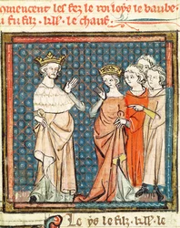 F.180r Il matrimonio di Luigi II (846-79) il Balbuziente e Adelaide di Friuli, Regina d