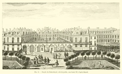 Facciata del Palais-Royal, lato giardino, sotto Luigi XV, secondo Rigaud