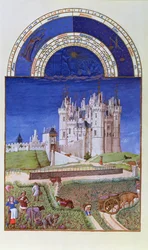 Facsimile di settembre: vendemmia dei fratelli Limbourg, dal Très Riches Heures du Duc de Berry
