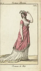 Donna alla moda in abito da ballo di lusso, Parigi