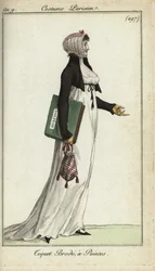 Donna alla moda con toque ricamato