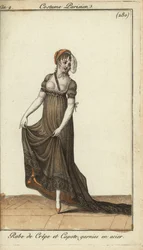 Donna alla moda con vestito di crepe trasparente