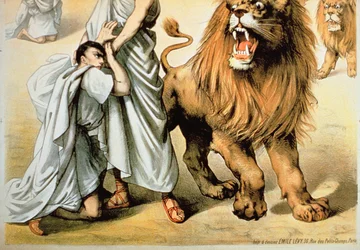 In pasto ai leoni (litografia a colori)