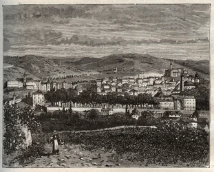 Figeac - Lot, nella regione Midi-Pirenei - incisione in "La France illustree: geography, history, statistical administration" di V.A. Malt-Brown. 1884