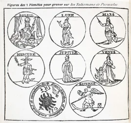 Figure dei 7 pianeti per incidere sui Talismani di Paracelso