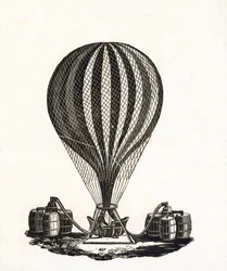 Riempimento di una mongolfiera con gas, c.1790