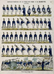Vigili del fuoco della città di Parigi in manovra - Immagine di Epinal, circa 1852
