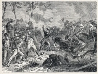 Prima coalizione: Lazare Nicolas Marguerite Carnot (1753-1823) durante la battaglia di Wattignies che oppone le truppe francesi all