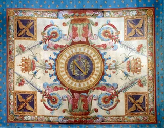 Primo impero: tappeto della sala del trono al Palazzo delle Tuileries realizzato dalla fabbrica di sapone. 1809 Malmaison, museo del castello