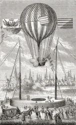Primo volo con un pallone dirigibile, da Digione, 12 giugno 1784, da 