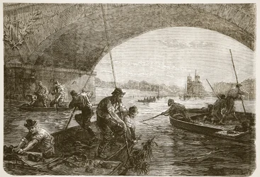 Pescando armi nella Senna, illustrazione da Cassells History of the War between France and Germany, 1870-1871