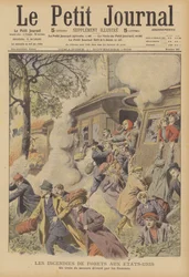 Incendi boschivi negli Stati Uniti (litografia a colori)