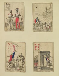 Quattro carte da gioco commemorative degli eroi di luglio 1830, 1831