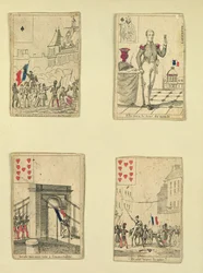 Quattro carte da gioco commemorative degli eroi di luglio 1830, 1831