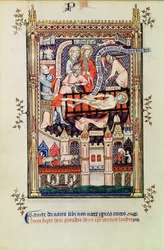 San Denis torturato sulla ruota, da Vie de St. Denis, 1317