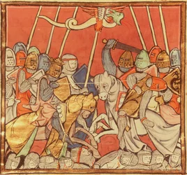 La Battaglia di Bedigran, dalla Storia di Merlino, c.1280-90