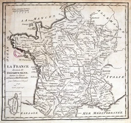Francia divisa in 83 dipartimenti secondo i decreti dell