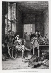 Francesco I nello studio di Robert Estienne - incisione