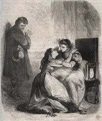 Françoise de Montmorency-Fosseux (Montmorency Fosseux) (1566-1641) chiede perdono alla regina Margherita di Valois (1553-1615), nota come regina Margot. È l