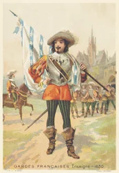 Guardie francesi, Alfiere nel 1630 (Reggimento di fanteria della Maison du Roi de France, creato nel 1563 e sciolto nel 1789)