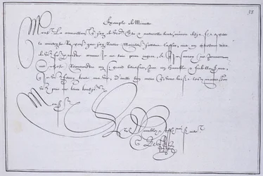Calligrafia francese: Tecnografia, esempio di minuta di Guillaume Le Gangneur intorno al 1599
