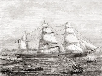 Transatlantico a vapore francese Pereire (1866-1888), da Les Merveilles de la Science, pub.1870