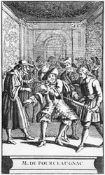 Illustrazione del frontespizio di Monsieur de Pourceaugnac di Molière, c.1669
