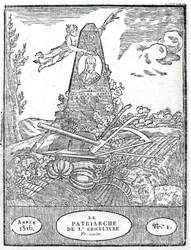Frontespizio di un almanacco agricolo con un ritratto di Olivier de Serres (1539-1619) 1816