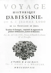 Frontespizio della traduzione francese di Viaggio in Abissinia di Jeronimo Lobo, pubblicato nel 1728