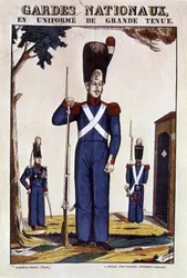 Guardie nazionali in uniforme di grande gala - immagine di Epinal di Georgin, ed. Pellerin