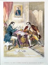 Il generale Augustin de Iturbide, in seguito brevemente imperatore Augustin I del Messico, firma l