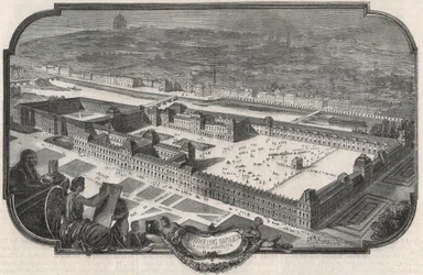 Veduta generale del Palais du Louvre e delle Tuileries nel 1852 - Incisione in "Tableau-de-Paris" di Edmond Texier 1852