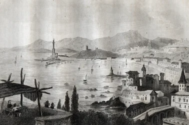 Genova - Genes - Genova - Incisione da "Italy Picturesque" di M. de Norvins, Ch. Nodier 1834-1836