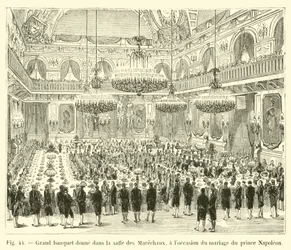 Grande banchetto nella sala dei Marescialli, in occasione del matrimonio del principe Napoleone