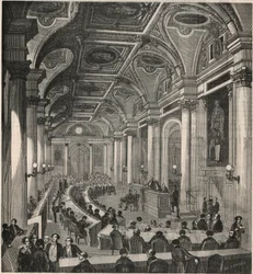 Grande sala delle riunioni al Consiglio di Stato a Parigi - Incisione in "Tableau-de-Paris" di Edmond Texier 1852
