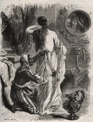 Mitologia greca: il re Candaules di Lidia mostra la moglie nuda al suo confidente Gige e si nasconde nell