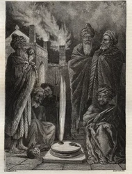 Guebro (o zoroastriano) presso Baku (Baku, Azerbaigian) - Adoratori del fuoco - Nuova Enciclopedia Nazionale di Maurice La Charest - 1870