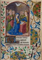 Pentecoste, dal Libro delle Ore, Uso di Parigi, metà del XV secolo