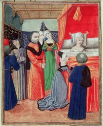 Morte della regina Anna di Boemia, moglie di Riccardo II, causata dalla peste, dalla Cronaca di Froissart, Vol IV