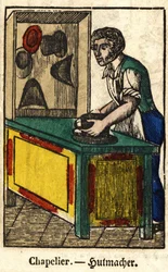 Cappellaio; Serie sui mestieri, immagine di Epinal del XIX secolo