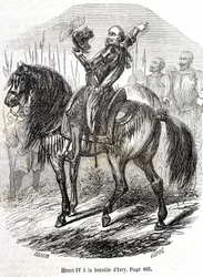 Enrico IV (1553 - 1610) alla Battaglia di Ivry (14/03/1590) - in "Storia di Francia" di L.-P. Anquetil