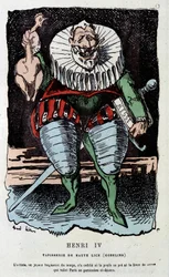 Enrico IV (1553 - 1610) e la gallina in pentola - in "Histoire de France Tintamarresque" di Touchatout