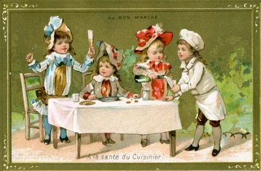 Alla salute del cuoco!, carta promozionale del grande magazzino Bon Marché, c.1890