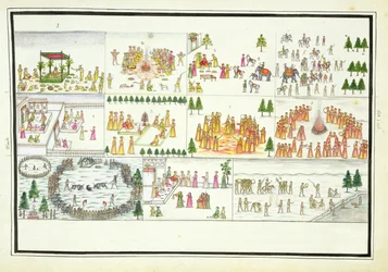 Festival indù tra cui Dasehra, Diwali e Holi dal Gentil Album, pubblicato nel 1774