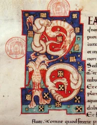 Iniziale istoriate, da una Bibbia latina